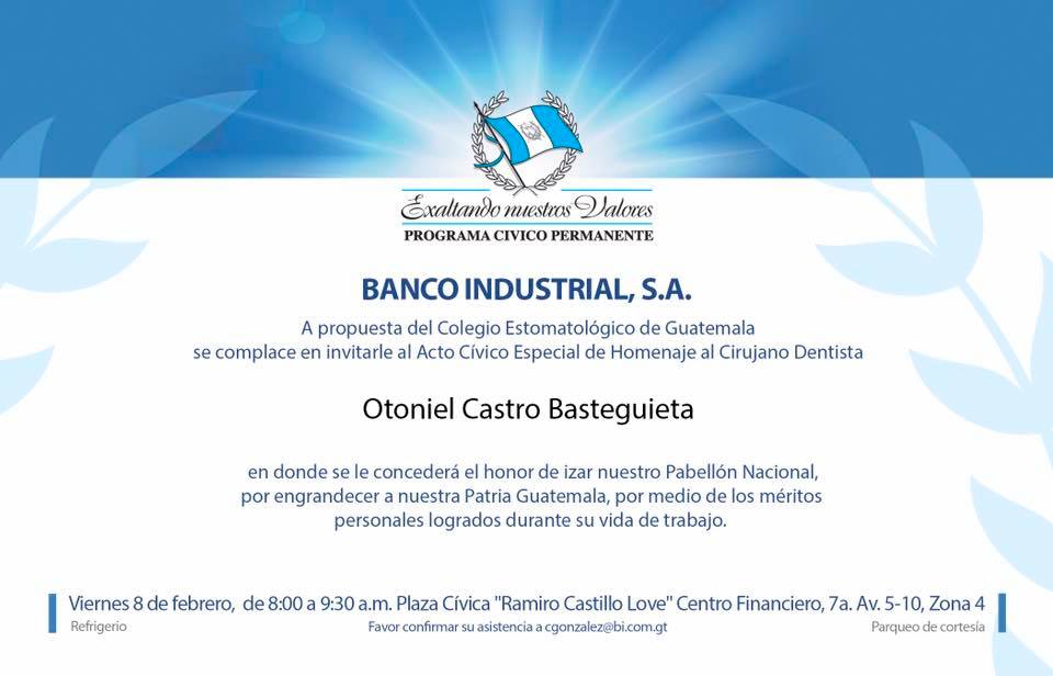 Dr. Otoniel Castro Basteguieta – Programa Cívico Permanente – Banco Industrial S. A.