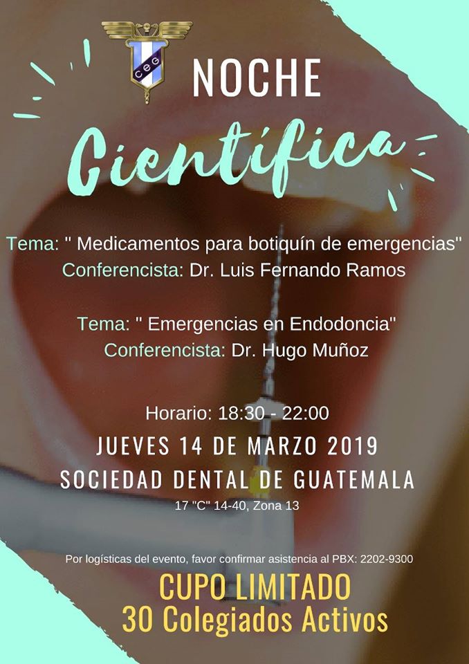 Noche Científica: Medicamentos para Botiquín de emergencias y Emergencias en Endoconcia.
