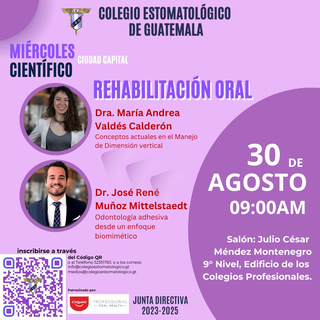 Miércoles Científico, Ciudad Capital, Rehabilitación Oral, 30 de agosto 2,023