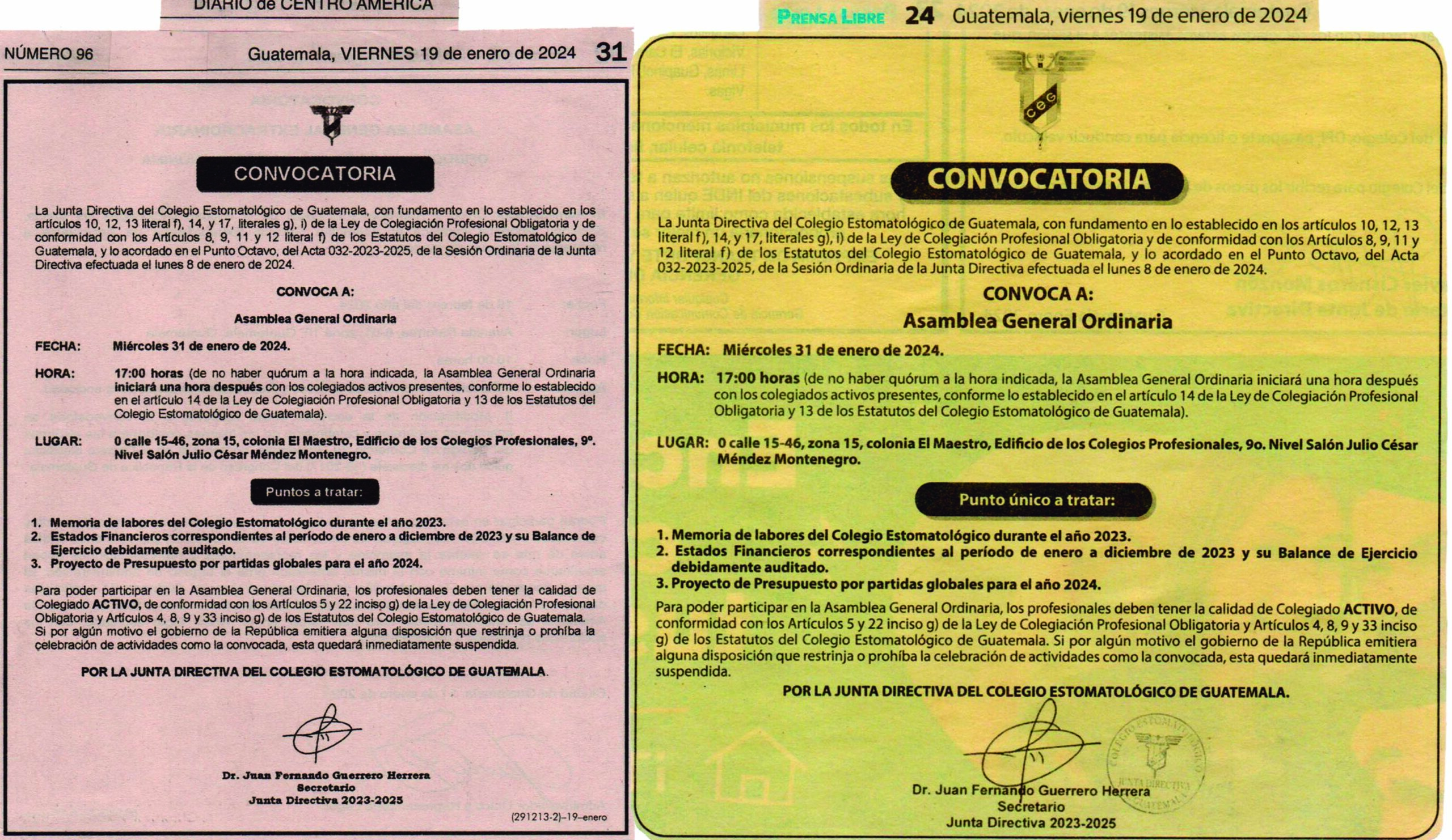 Convocatoria Asamblea General Ordinaria