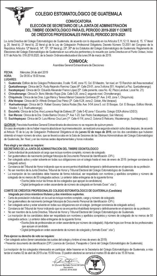 Convocatoria Asamblea General de Elecciones