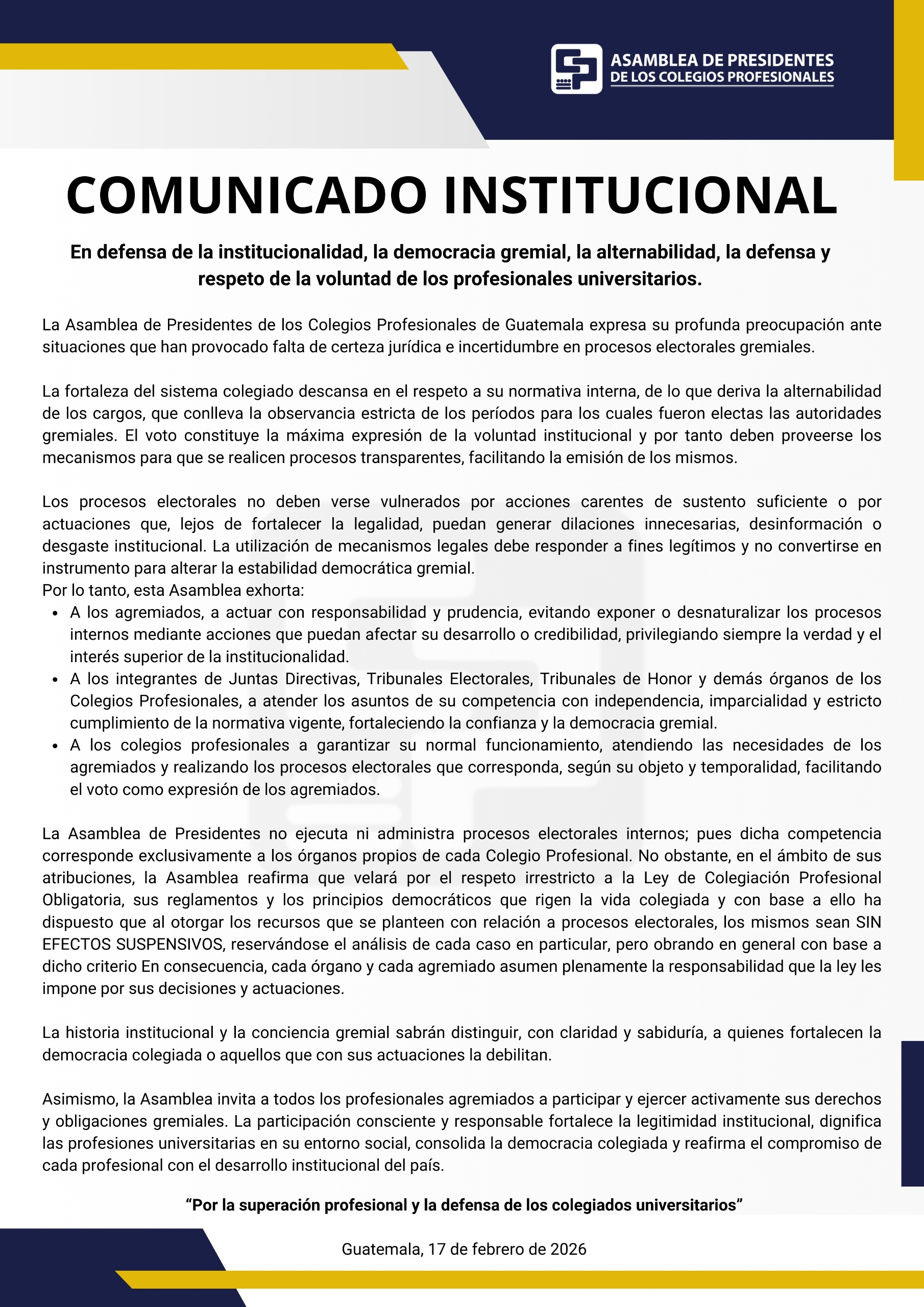 Comunicado Institucional